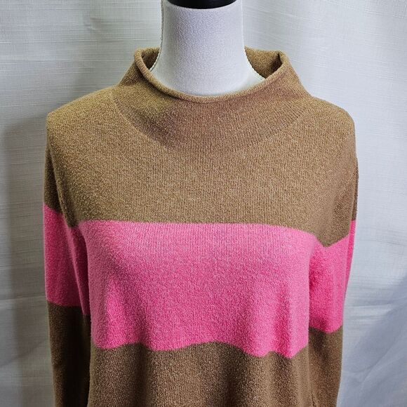 Old Navy Tan and Pink Colorblock Mock Neck Knit Sweater Size Large - Picture 4 of 8